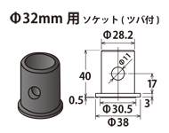 Φ32mm用 ソケット（ツバ付き）