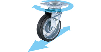 フリー：旋回部と車輪の回転がフリーとなります。